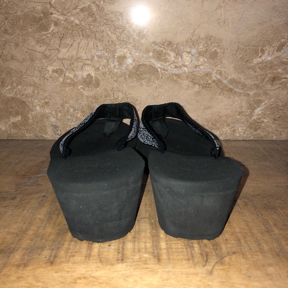 Teva Shoes | Teva Womens Black Flip Flops Wedges Size 6 | Poshmark